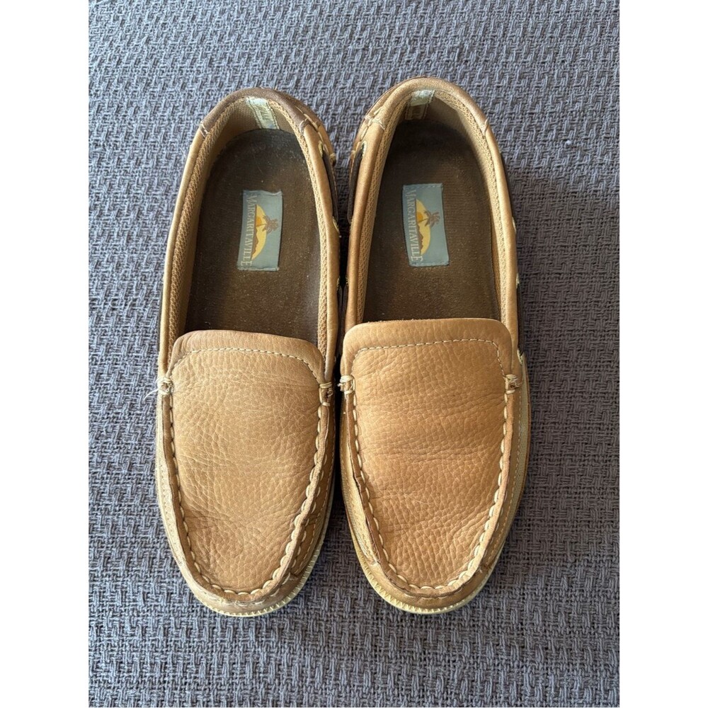 Margaritaville Cape Cod Tan Leather Slip-On Boat Shoe Loafers Women’s 8